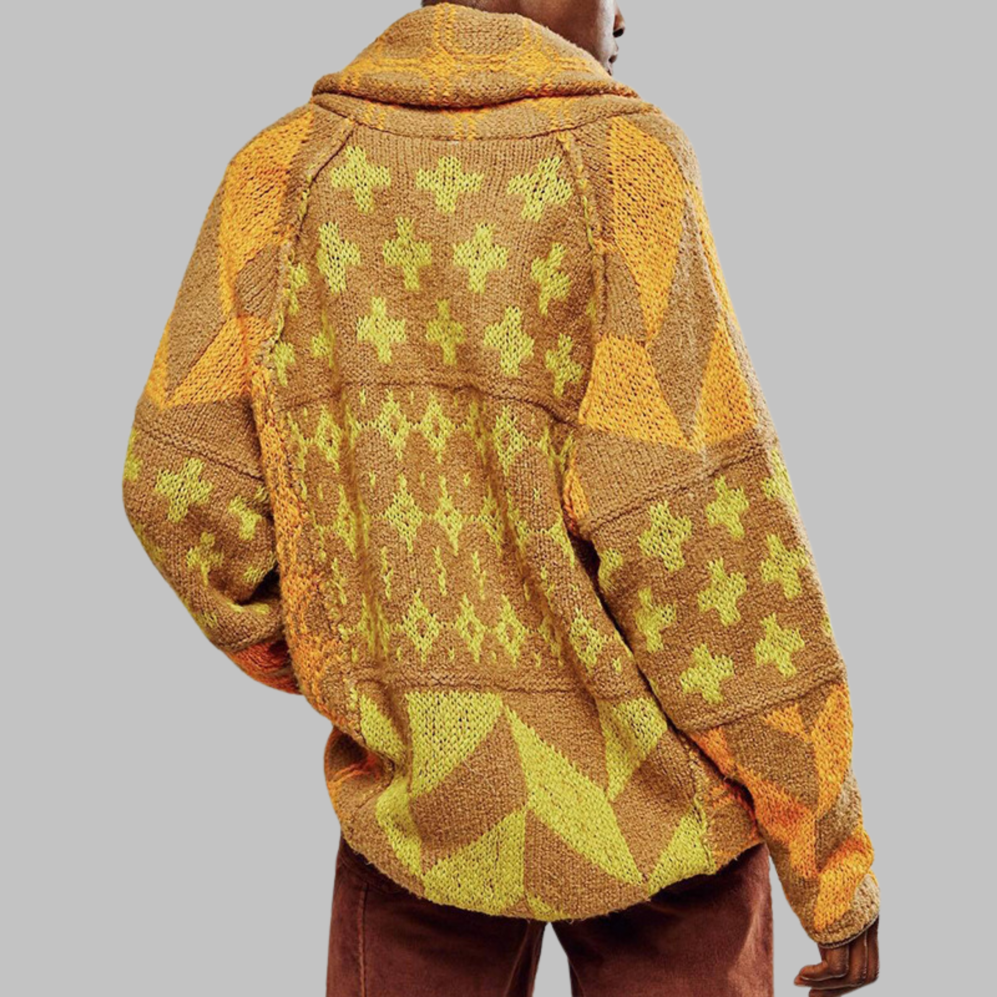 Lucie – vintage košilový cardigan s límečkem a dlouhým rukávem