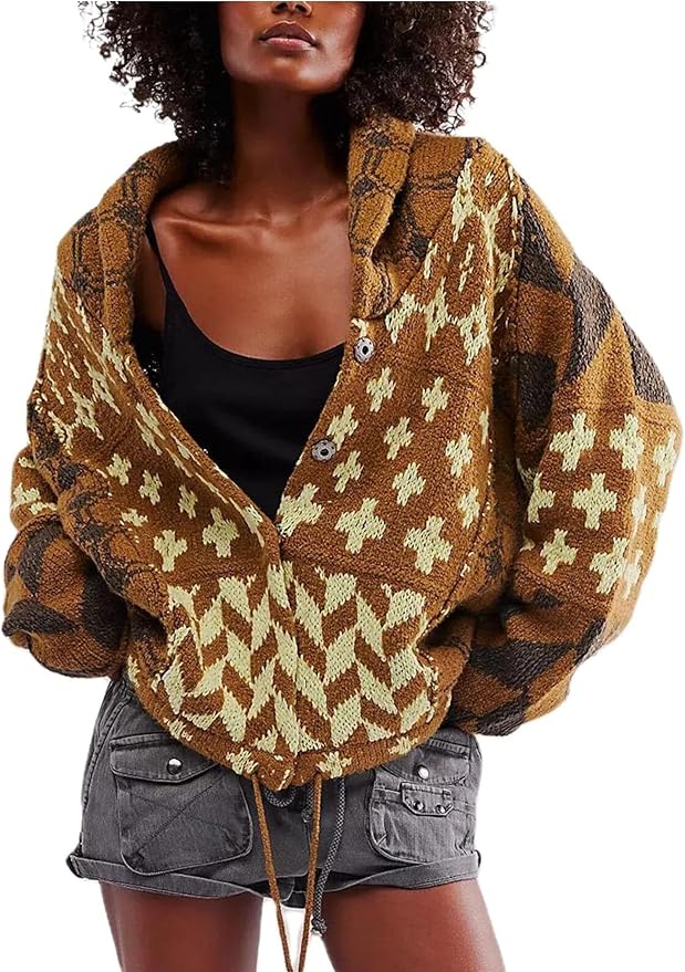 Lucie – vintage košilový cardigan s límečkem a dlouhým rukávem