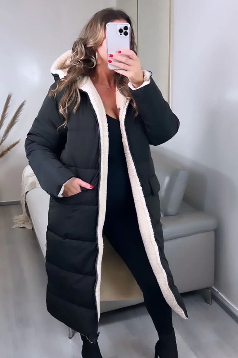 Vera – Dlouhá oboustranná prošívaná zimní bunda pro ženy