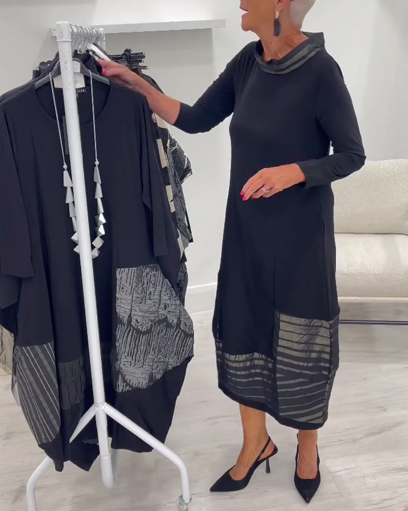 Ela – dlouhé úpletové šaty s kontrastními panely