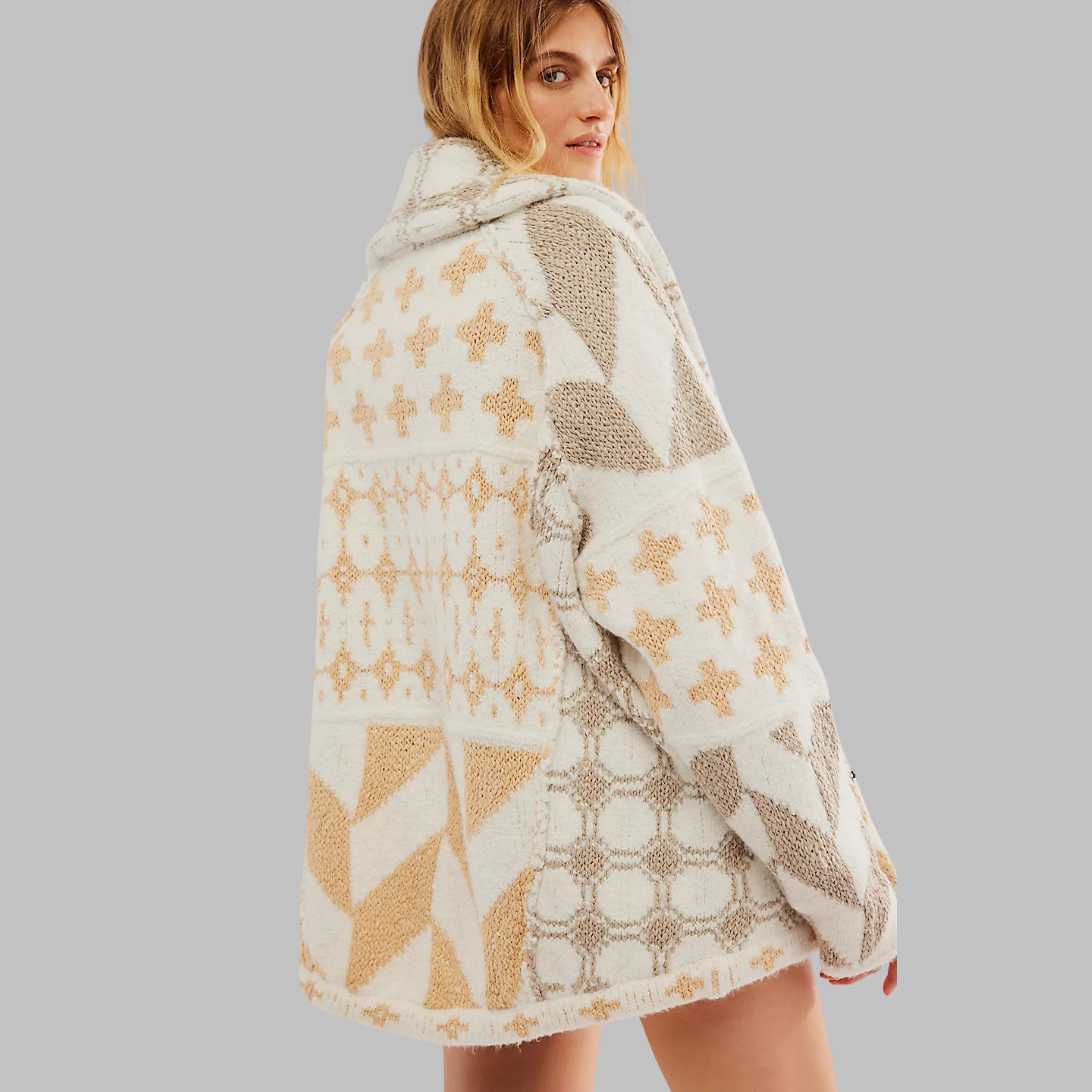 Lucie – vintage košilový cardigan s límečkem a dlouhým rukávem