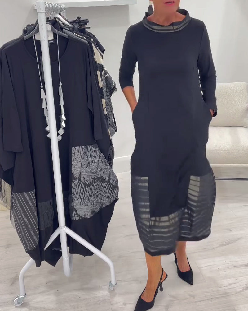 Ela – dlouhé úpletové šaty s kontrastními panely