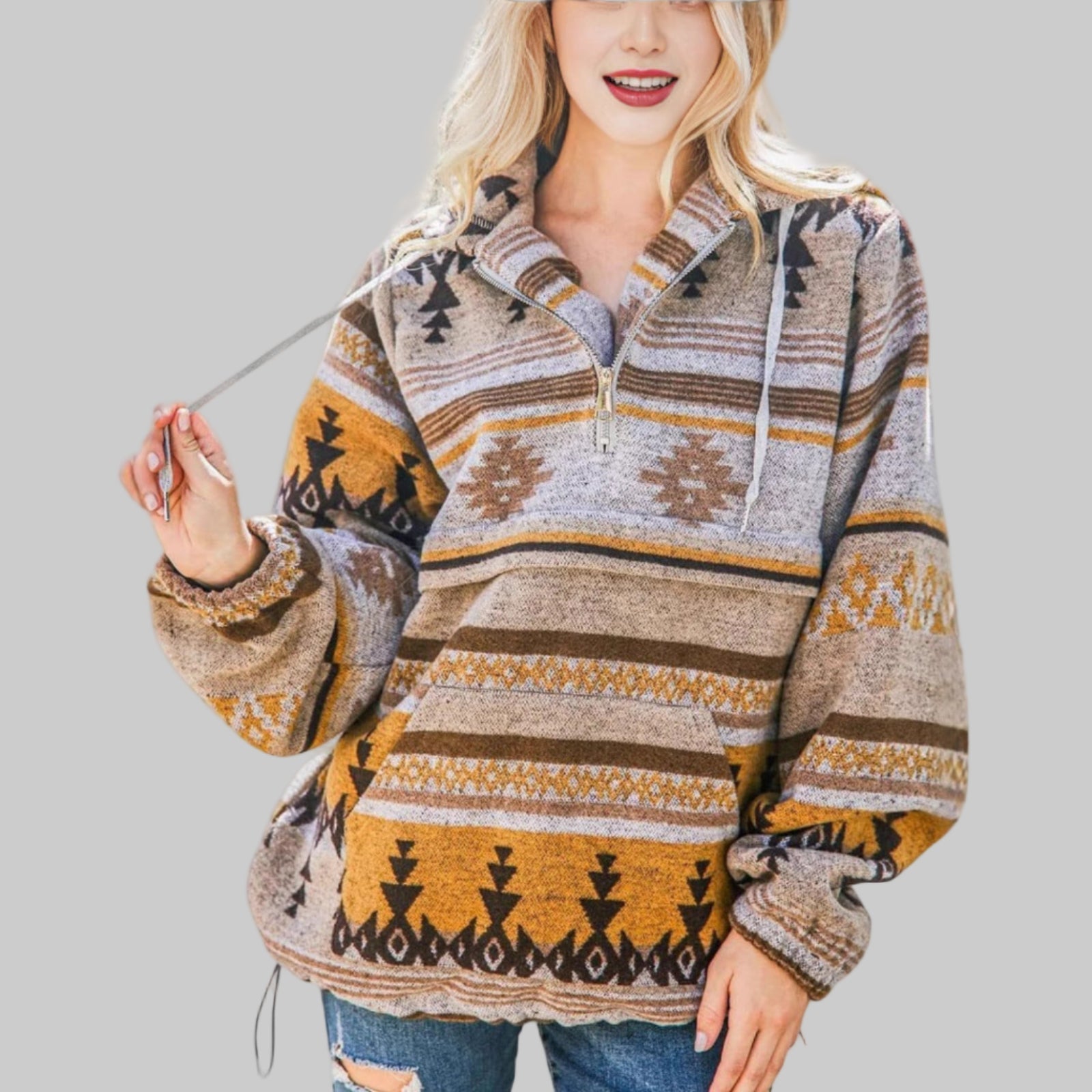 Jana – pohodlná oversized mikina na zip s dlouhým rukávem