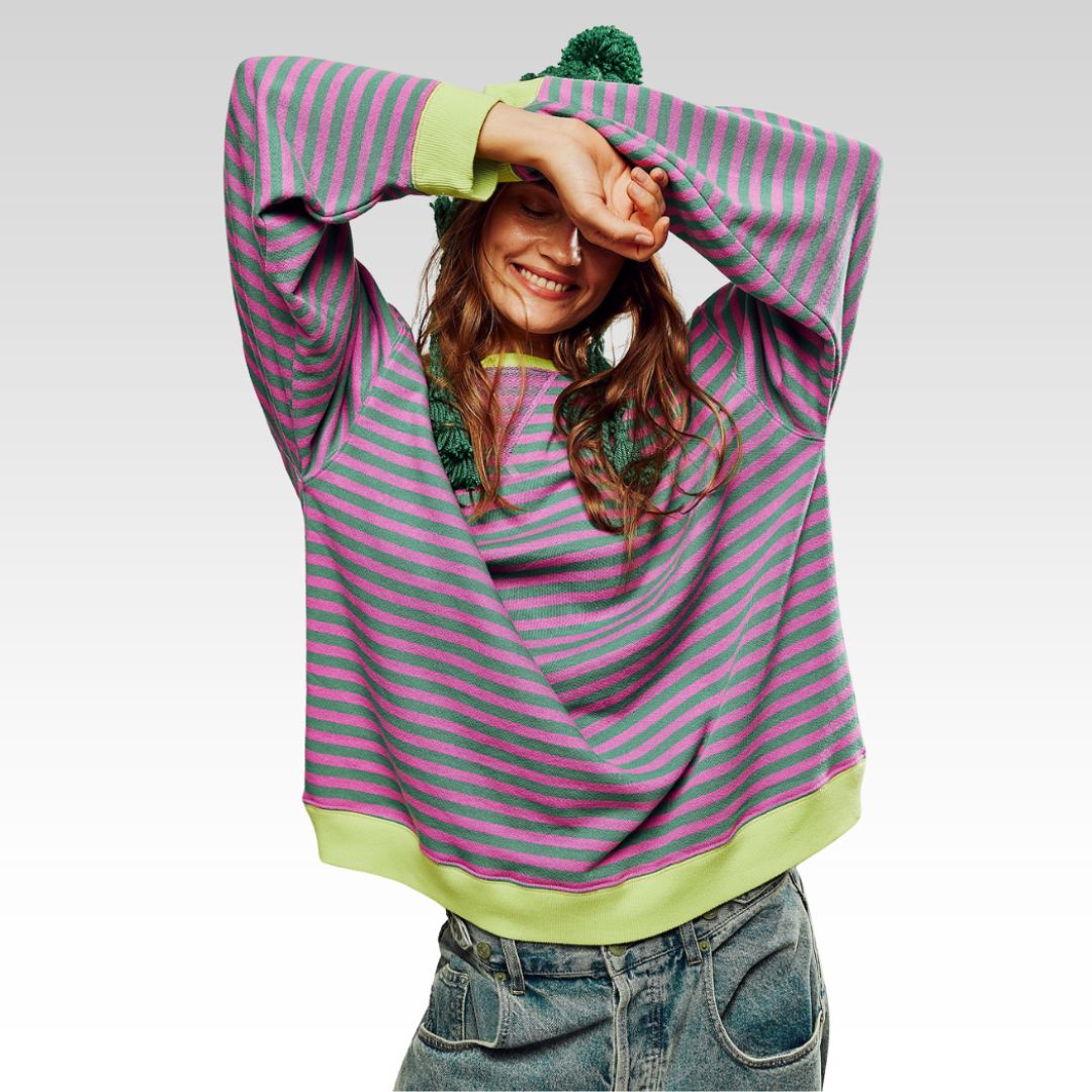 Janina – Pruhovaný oversized svetr pro výrazný podzimní styl