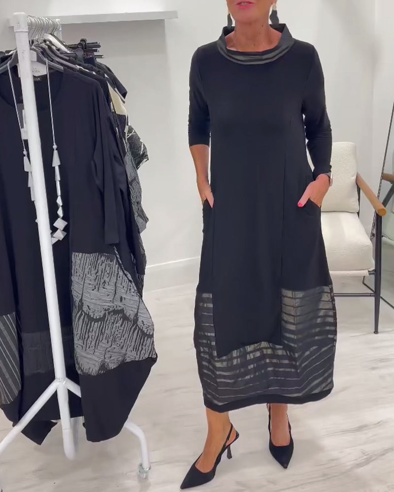 Ela – dlouhé úpletové šaty s kontrastními panely