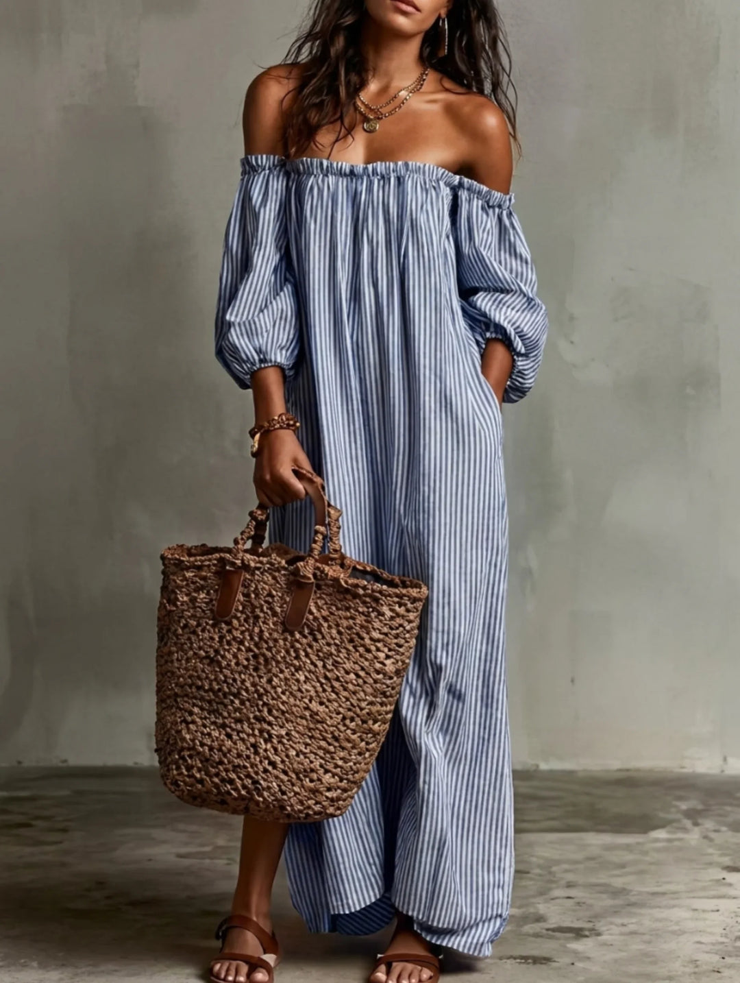 Ελένα | Μακρύ ρούχο με ανοιχτούς ώμους